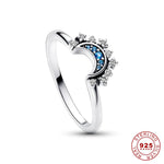 Load image into Gallery viewer, 2pc/set Celestial Elegance: Blue Crystal Moon-Sun Silver Ring