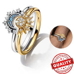 Load image into Gallery viewer, 2pc/set Celestial Elegance: Blue Crystal Moon-Sun Silver Ring