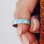 Load image into Gallery viewer, Lost Lady Reversible Enamel Wave Ring Set