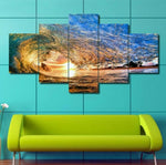 Load image into Gallery viewer, HD PRINTED ADORABLE OCEAN WAVES 5 PIECE CANVAS - Surf Sun Sea