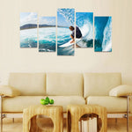 Load image into Gallery viewer, HD PRINTED SURFING UNDER GREAT WAVE 5 PIECE CANVAS - Surf Sun Sea