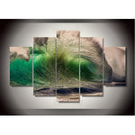 Load image into Gallery viewer, HD PRINTED GREEN SEA WAVES 5 PIECE CANVAS - Surf Sun Sea