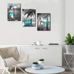 Load image into Gallery viewer, 3 Panels Ocean Lighthouse Palm Tree Surfboard Wall Art