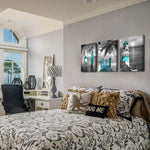 Load image into Gallery viewer, 3 Panels Ocean Lighthouse Palm Tree Surfboard Wall Art