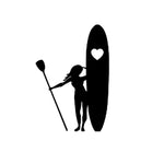 Load image into Gallery viewer, Girl PaddleBoarding Heart Shape Sticker