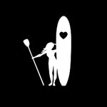 Load image into Gallery viewer, Girl PaddleBoarding Heart Shape Sticker