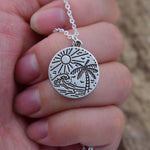 Load image into Gallery viewer, Palm Tree Wave Sun Necklace