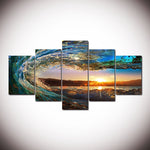 Load image into Gallery viewer, HD PRINTED OCEAN WAVE PORTRAIT 5 PIECE CANVAS - Surf Sun Sea