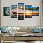 Load image into Gallery viewer, HD PRINTED OCEAN WAVE PORTRAIT 5 PIECE CANVAS - Surf Sun Sea