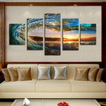 Load image into Gallery viewer, HD PRINTED OCEAN WAVE PORTRAIT 5 PIECE CANVAS - Surf Sun Sea