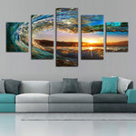 Load image into Gallery viewer, HD PRINTED OCEAN WAVE PORTRAIT 5 PIECE CANVAS - Surf Sun Sea