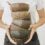 Load image into Gallery viewer, Natural healthy log coconut shell bowl set