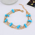 Load image into Gallery viewer, Multi-Layer Turquoise Bead Anklet