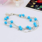 Load image into Gallery viewer, Multi-Layer Turquoise Bead Anklet