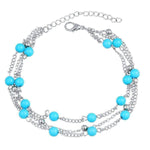 Load image into Gallery viewer, Multi-Layer Turquoise Bead Anklet