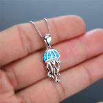 Load image into Gallery viewer, Blue Fire Opal Jellyfish Necklaces