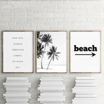 Load image into Gallery viewer, Black and White Beach Canvas Painting - Surf Sun Sea