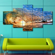 HD PRINTED ADORABLE OCEAN WAVES 5 PIECE CANVAS - Surf Sun Sea