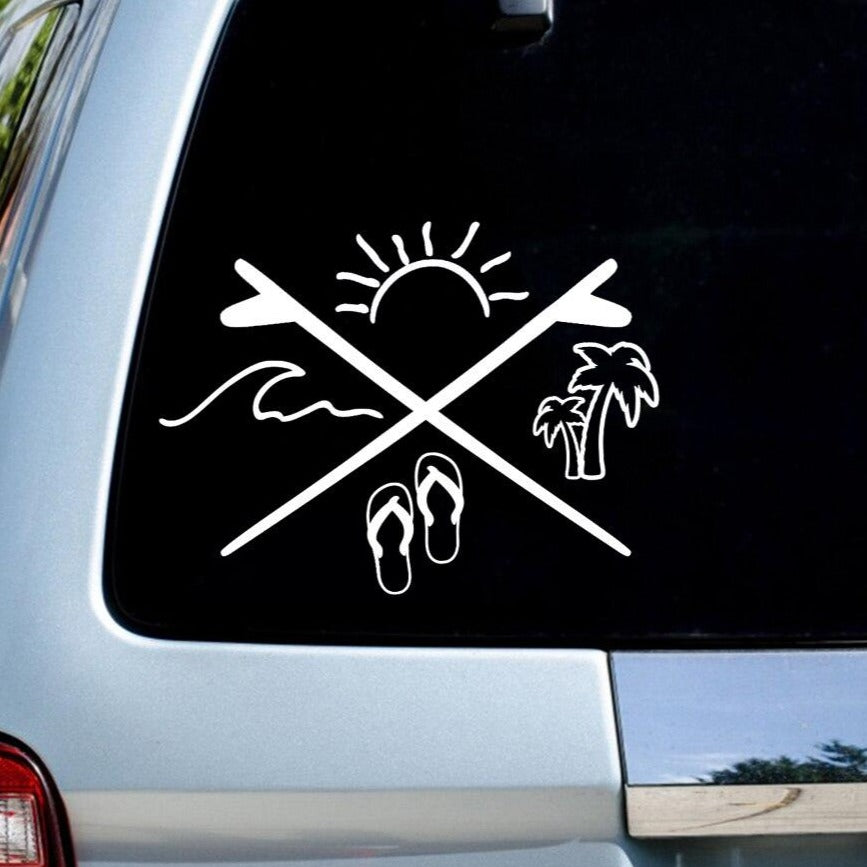 Sun Ocean Slipper Palm Sticker
