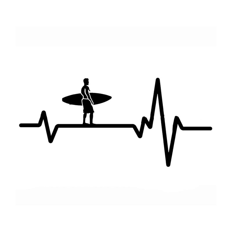 My heart beat for surfing sticker