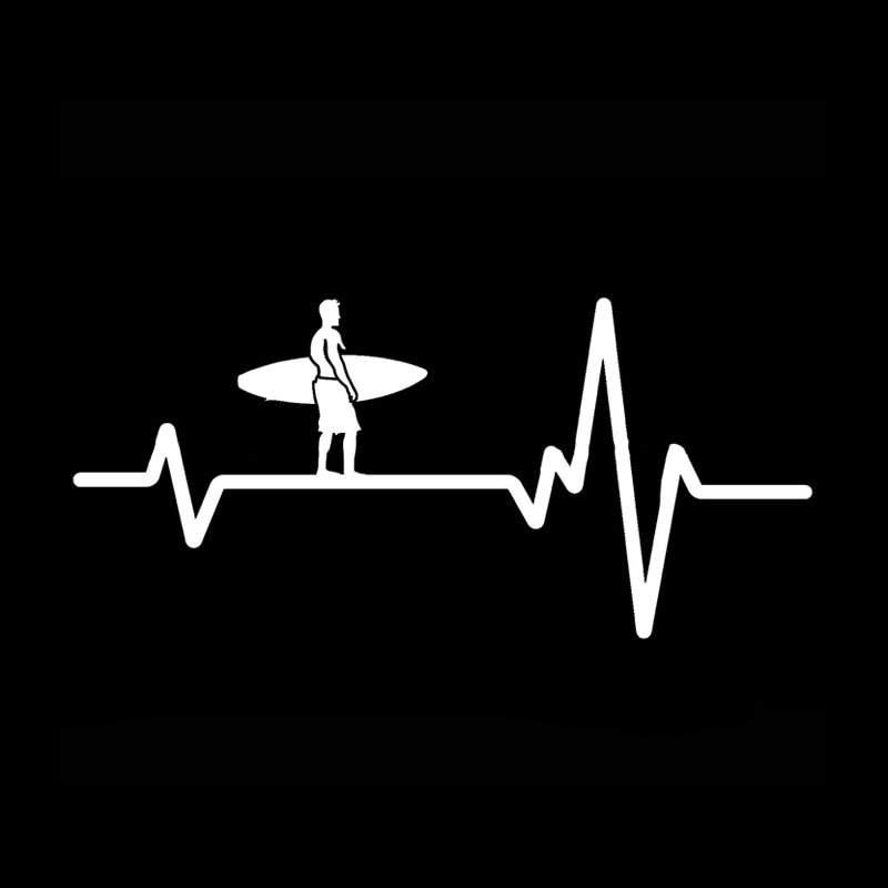 My heart beat for surfing sticker