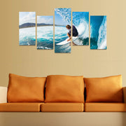 HD PRINTED SURFING UNDER GREAT WAVE 5 PIECE CANVAS - Surf Sun Sea