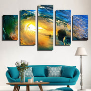 HD PRINTED SEA OF WAVE SURFING 5 PIECE CANVAS - Surf Sun Sea