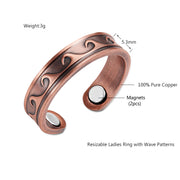 Resizable Magnetic Women Wave Ring - Surf Sun Sea