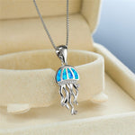 Load image into Gallery viewer, Blue Fire Opal Jellyfish Necklaces
