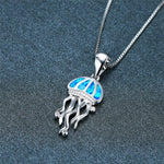 Load image into Gallery viewer, Blue Fire Opal Jellyfish Necklaces
