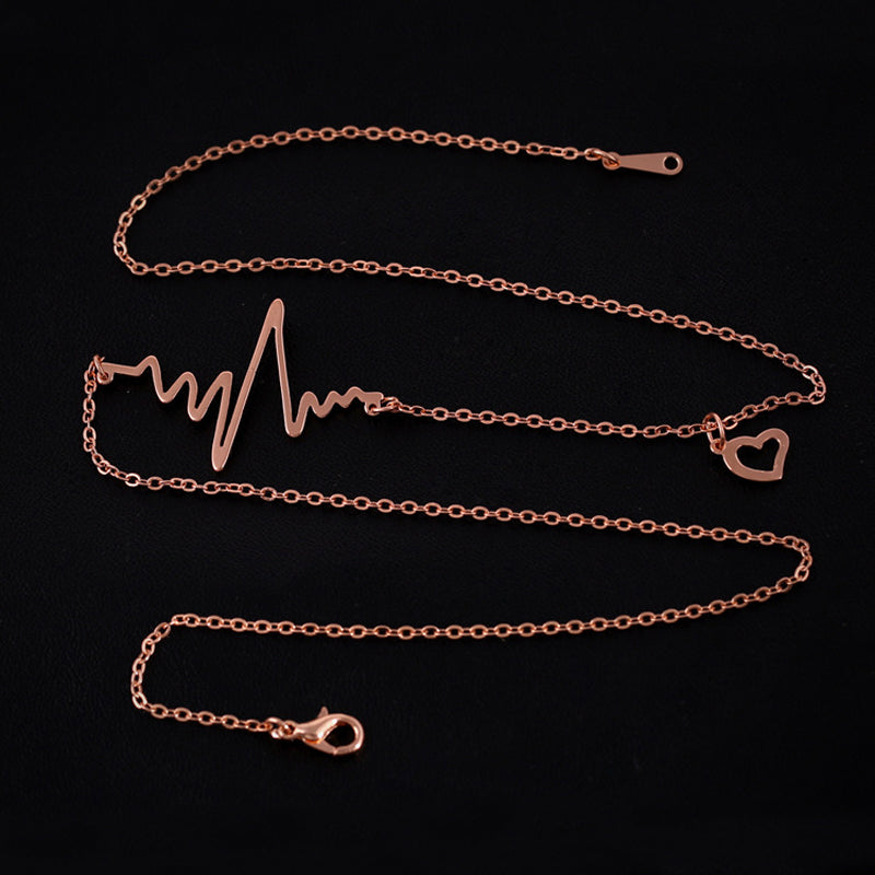 New 2018 Fashion Cute EKG Heart Beat Pendant Necklace - Surf Sun Sea