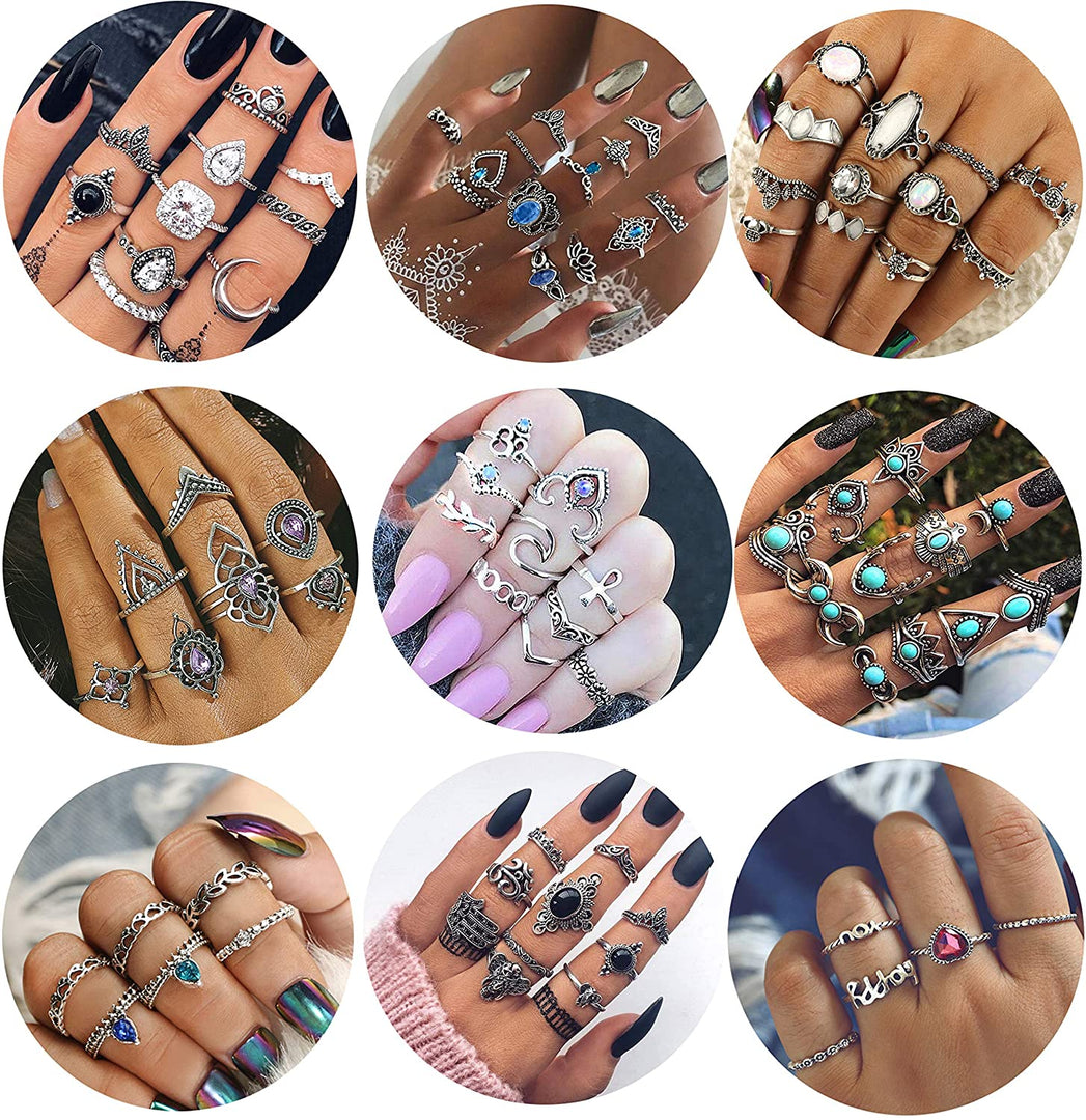 100pcs Bohemian Knuckle Ring Set