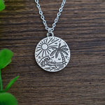 Load image into Gallery viewer, Palm Tree Wave Sun Necklace
