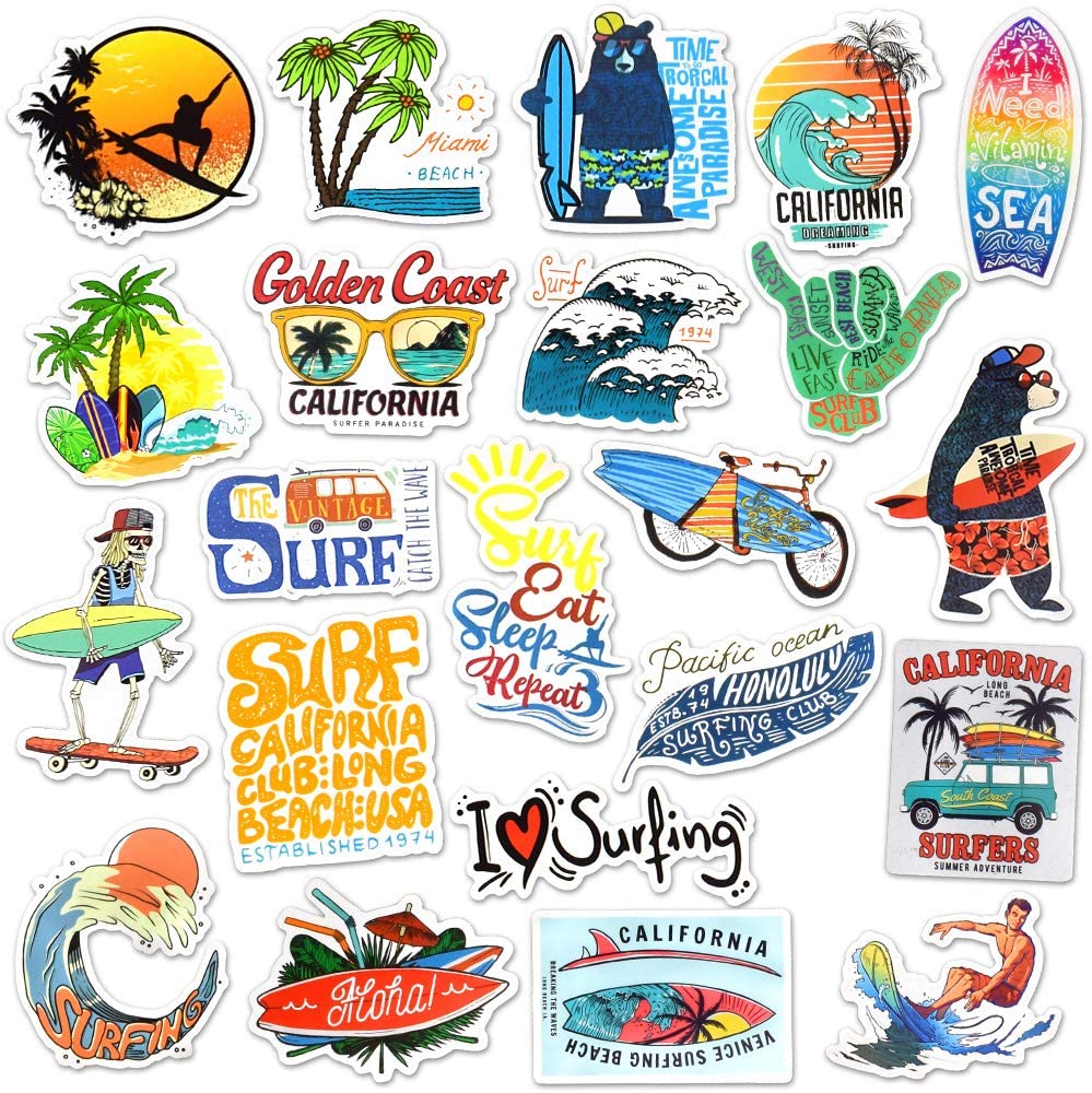 50-200 PCS Surfing Stickers Pack