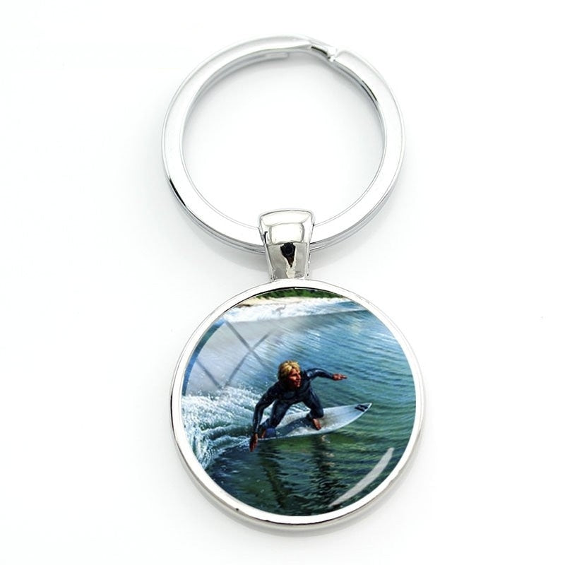 Surfing key Ring - Key Chain - Surf Sun Sea