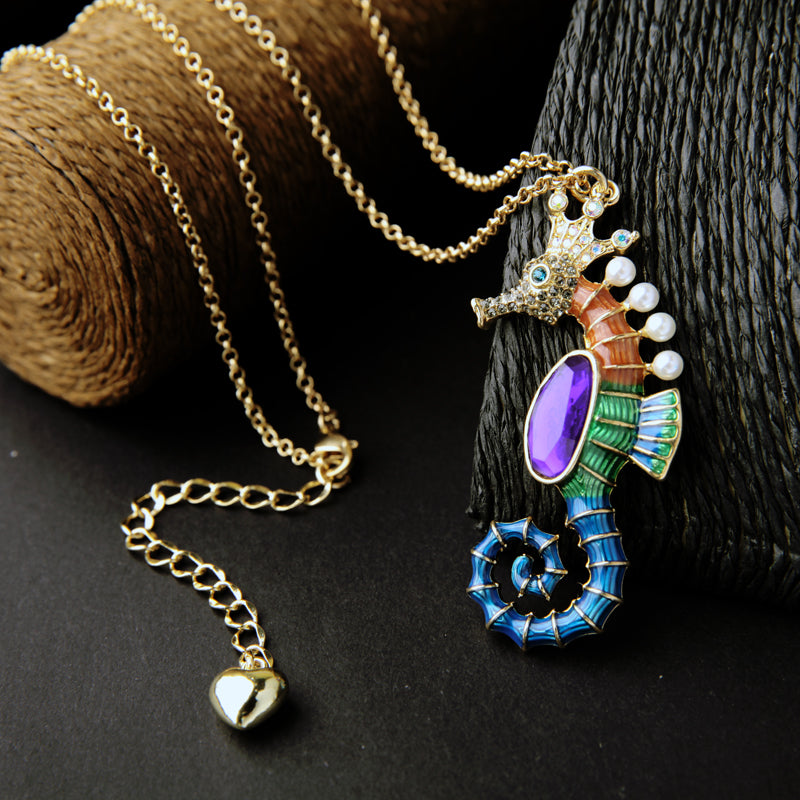 Sea Horse Long Necklace - Surf Sun Sea