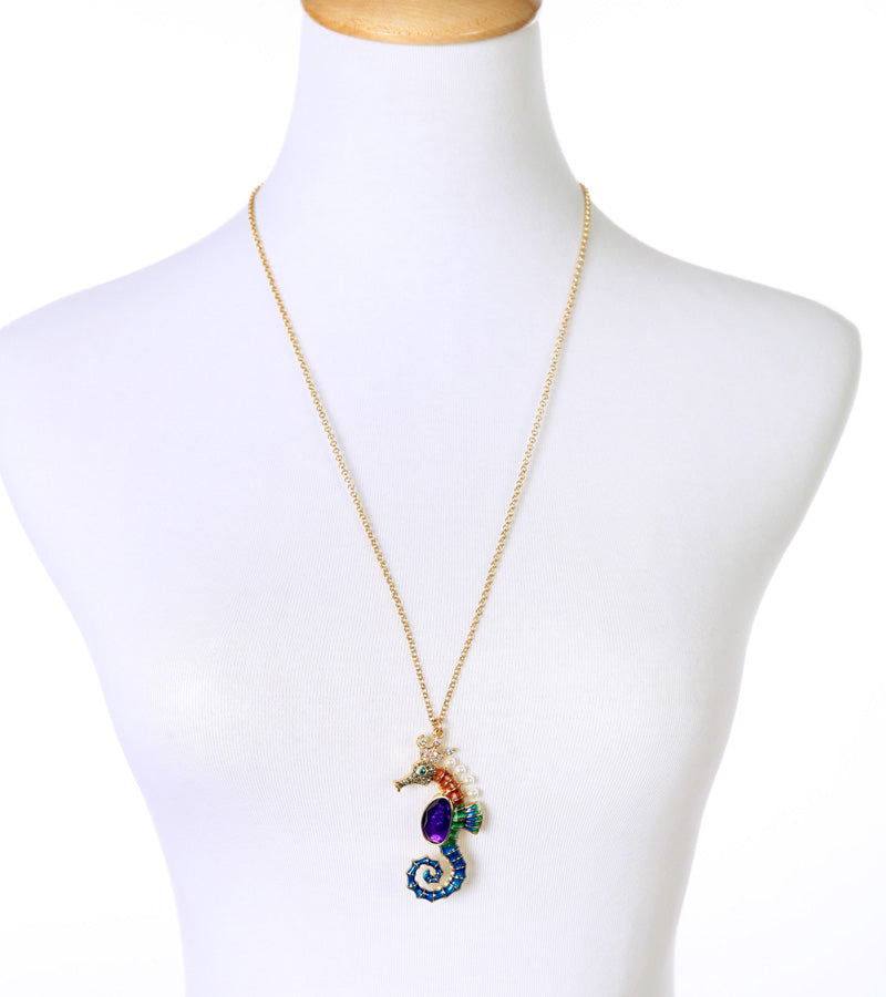 Sea Horse Long Necklace - Surf Sun Sea