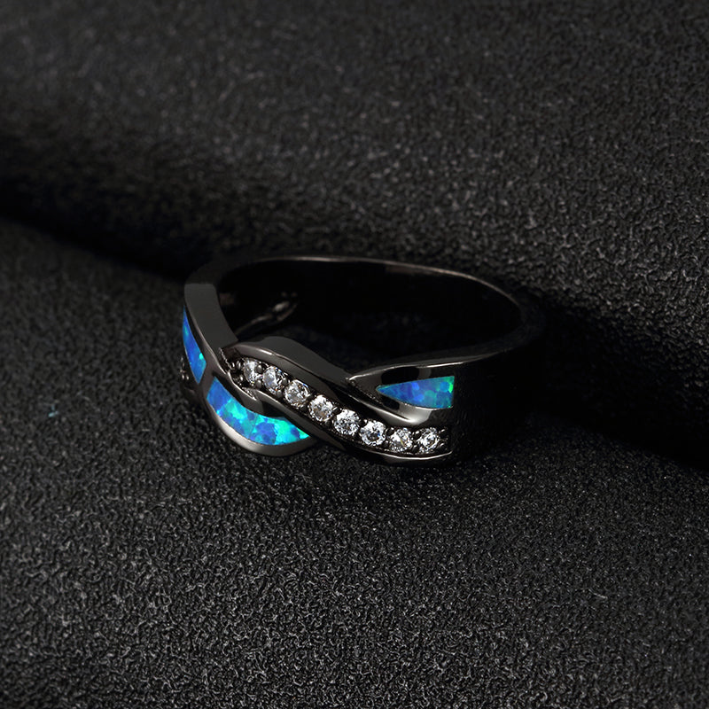 Black Wave Cocktail Ring for Women - Surf Sun Sea