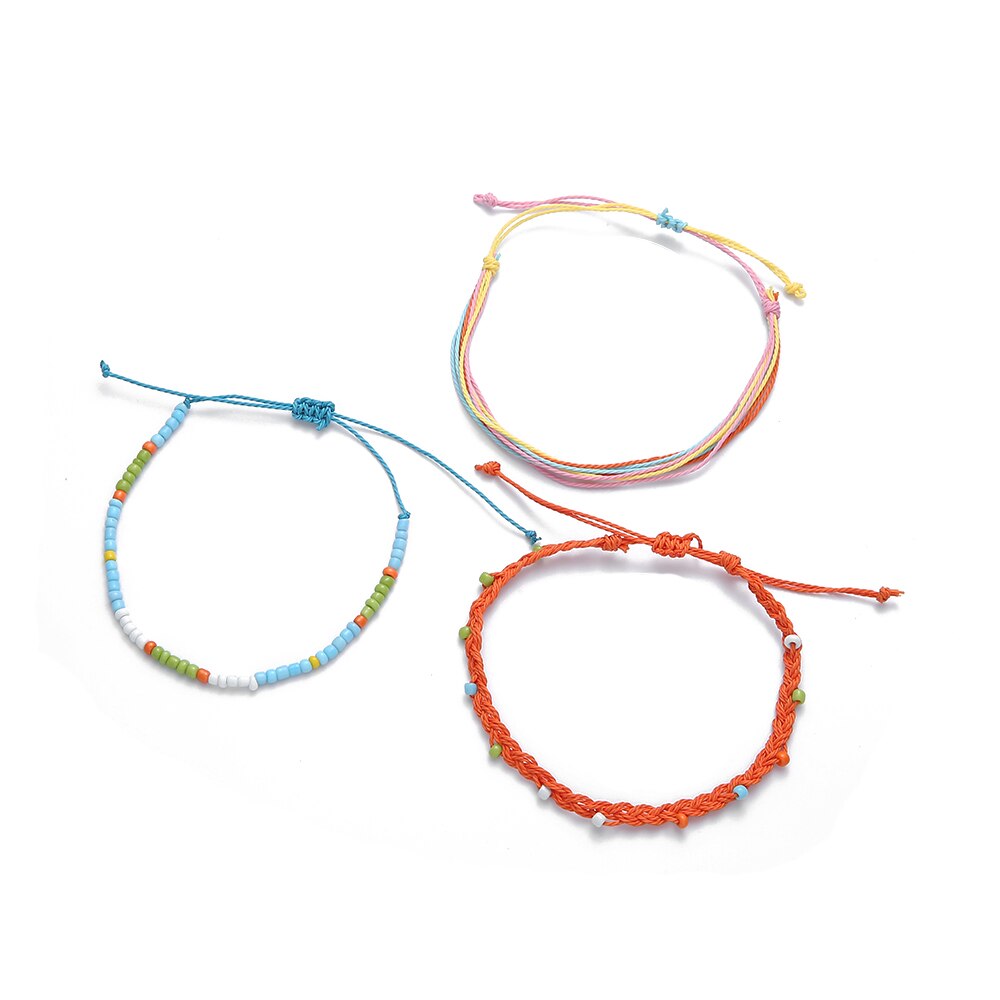 3Pcs/Set Handmade Boho Anklets