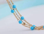 Load image into Gallery viewer, Multi-Layer Turquoise Bead Anklet
