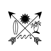 Surfing, Palm Tree, Wave Sticker