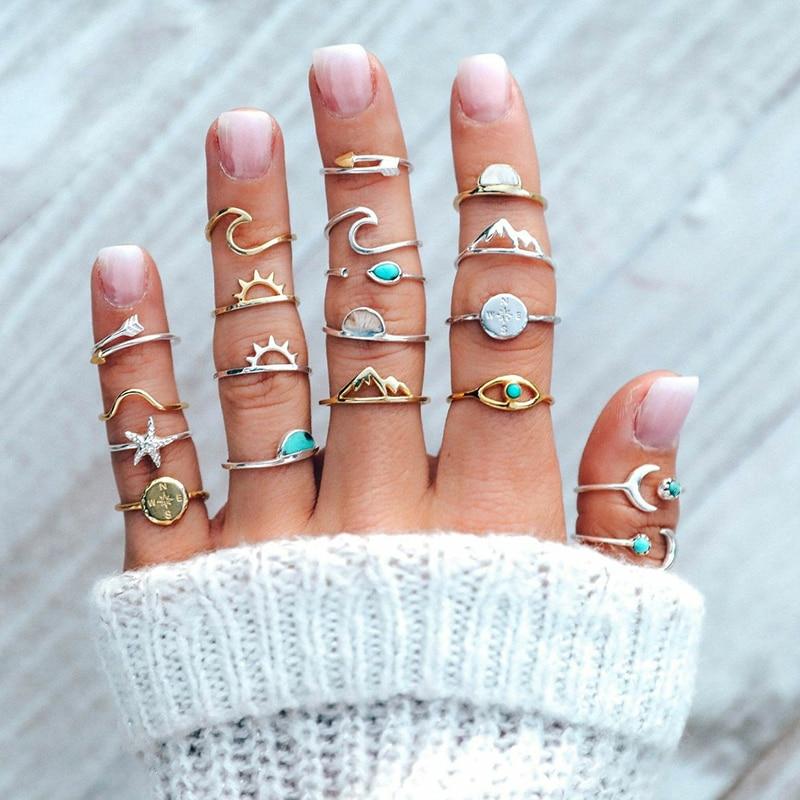 19 Pcs/ Surf Sun Sea Women Rings - Surf Sun Sea