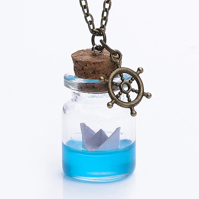 Ocean Wish Bottle Necklace - Surf Sun Sea