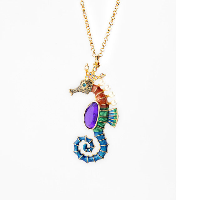 Sea Horse Long Necklace - Surf Sun Sea